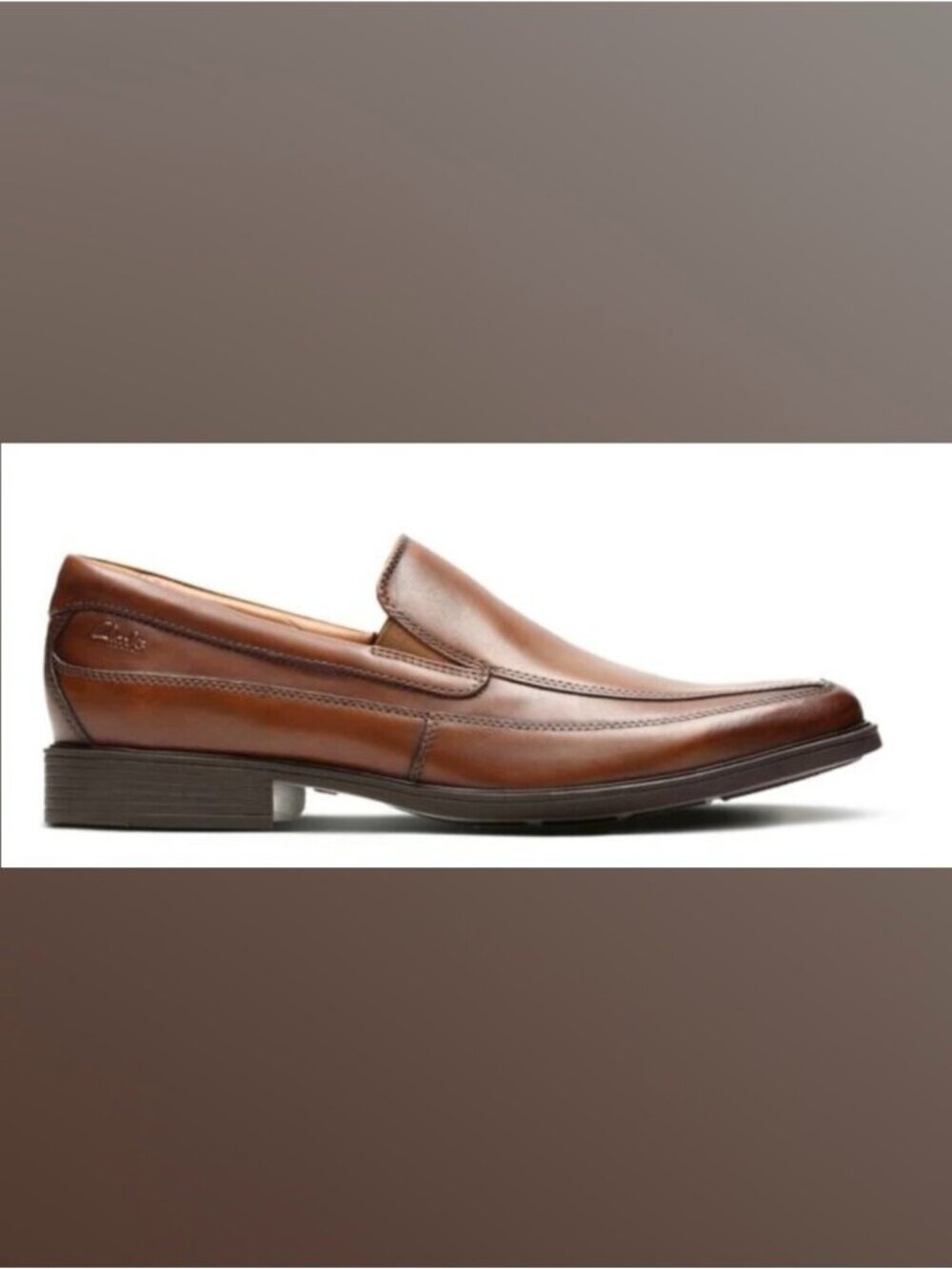 Clarks Men's  Loafer Shoes Tilden Free Cognac Leather Slip On Ortholite Size 7 - Picture 3 of 12
